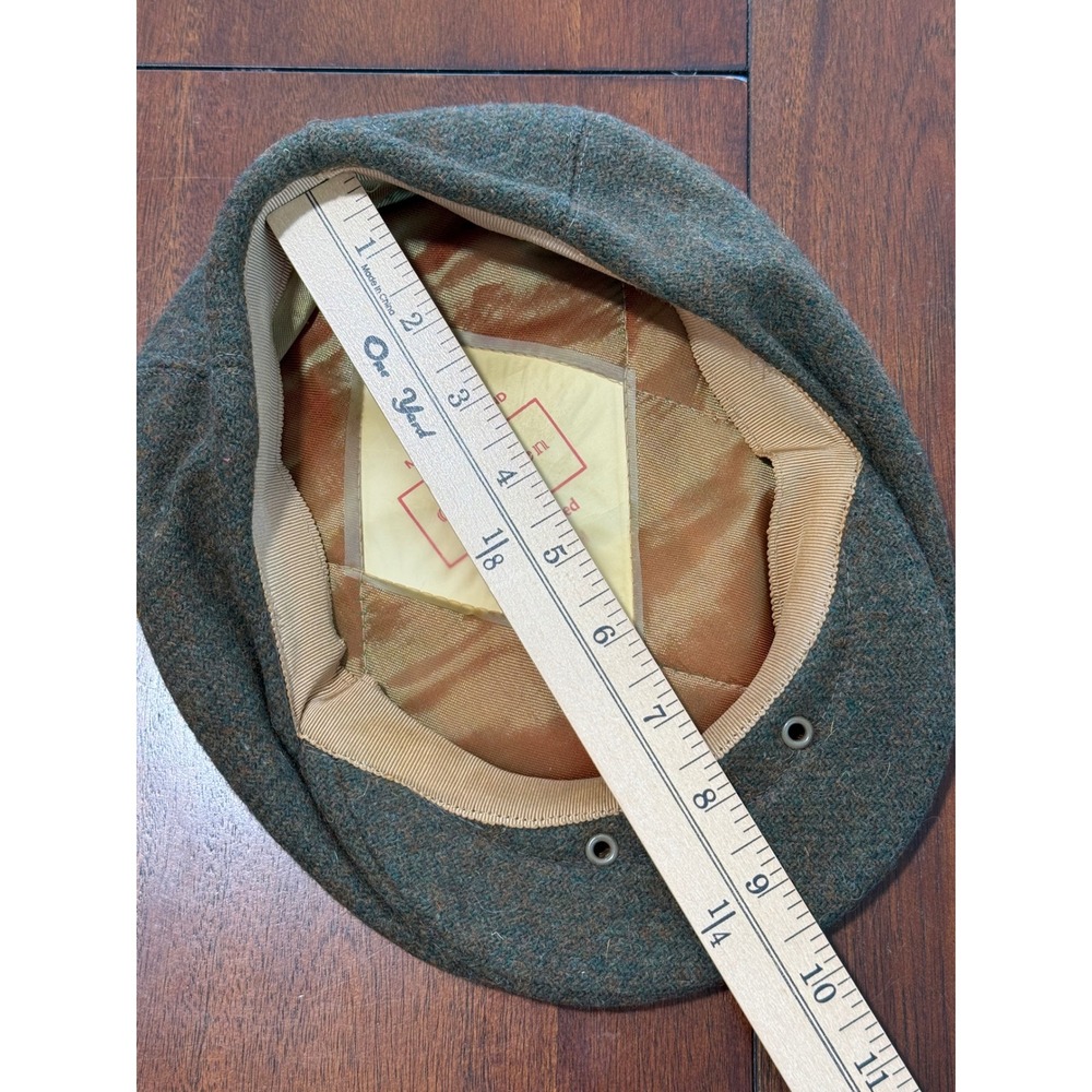 Vtg Carriglen Flat Cap Green 100% Wool Hand Tailored England Tweed Newsboy Hat - Picture 7 of 8